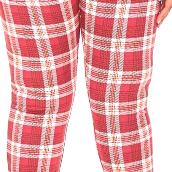 Plus Size Forever 21 Red Plaid Leggings 0X - Picture 1 of 3